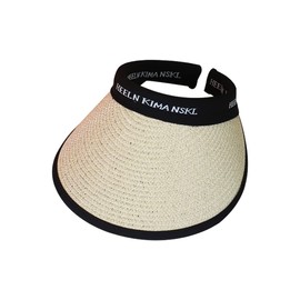 Women Straw Sun Visor Hat, Summer Wide Brim UV Protection Beach Cap Adjustable Sun Hat for Outdoor (Off-White)
