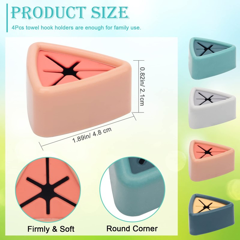 Pletpet 4Pcs Towel Hook Holder Grabber, Drill Free Self Adhesive