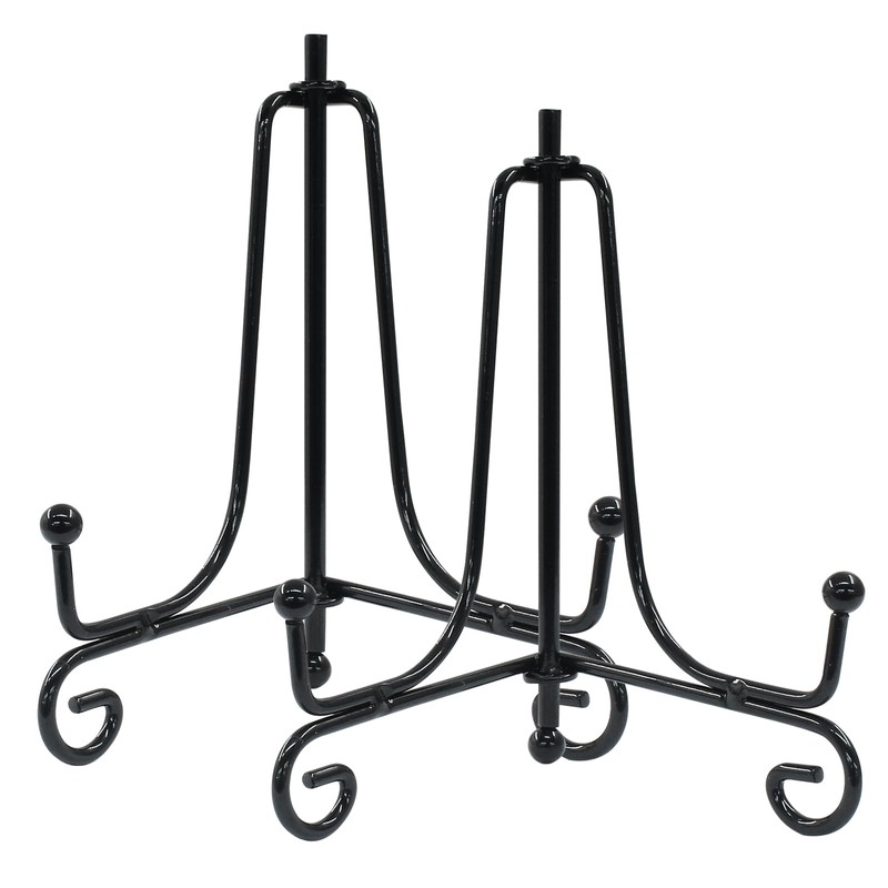Hordion 2 Pack Plate Stand, 4 Inch Black Iron Easel