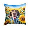 Caroline's Treasures in Sunflowers Throw Pillow, 14Hx14W, German Shorthaired Pointer