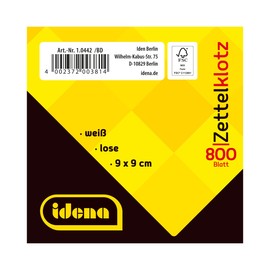 Idena 10442 Notepad, 9 x 9 cm, 800 Sheets Loose, White, Pack of 1