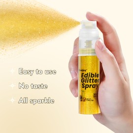 Shimmer Gold Edible Glitter Spray 8g, 100% Food Grade, Kosher & Halal, Shimmer Powder glitter for Drinks, Cocktail, Cupcake, Desserts