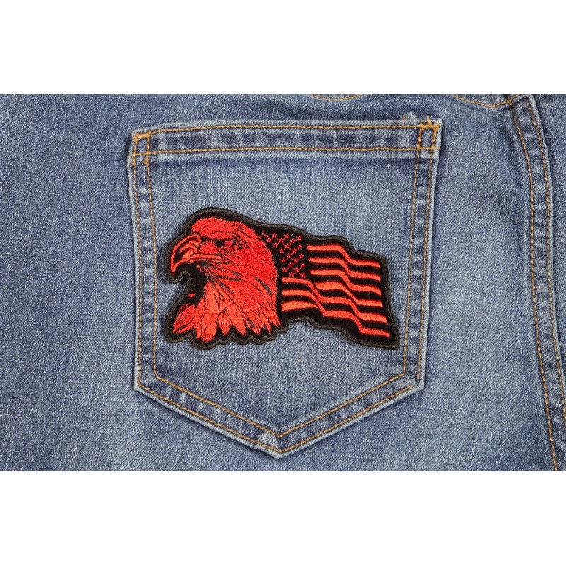 Ivamis Eagle US Flag Facing Left Patriotic Iron on Patch