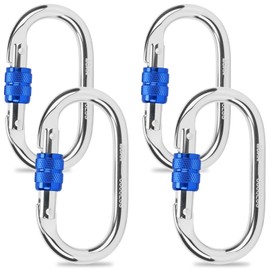 Kvittra Auto Locking Carabiner Heavy Duty Carabiner, Carabiner Clips(25KN=5600 lbs), Large Carabiner Clip for Keychains,Hammock,Camping, Gym, Hiking, Outdoor,Dog Leash (Silver 4)
