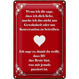 Tin Sign 20 x 30 cm – Made in Germany – Saying Wenn ich dir sage ich dich liebe Metal Decorative Tin Sign