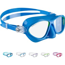 Cressi Kids Moon Snorkeling Mask, Blue/Lime, 5-10 Years