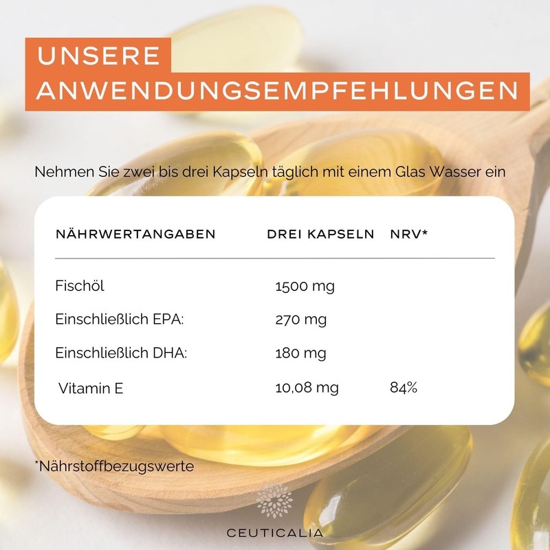 Dietary Supplement Omega 3 - Natural Fish Oil Rich in