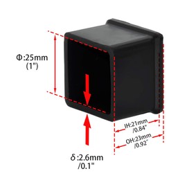 Flyshop 10Pcs Black Non-Slip Silicone Chair Leg Caps Floor Protectors Square Furniture Table Covers, 1-Inches x 1-Inches, 25mm x 25mm