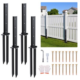 ATCWF 4-Pack Fence Post Repair Kit, 32in Heavy Duty Ground Spike Anchor for Wooden Post Repairing Tilted/Broken Posts