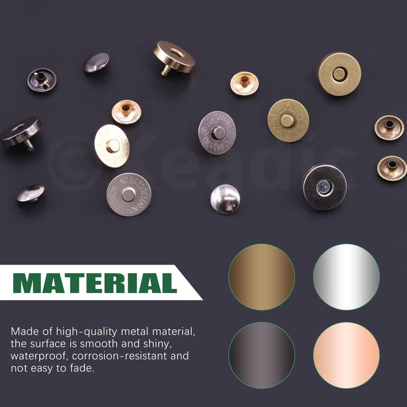 Keadic 69 Sets 14/18 mm Bag Clasps Button Snaps Colour