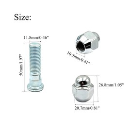 8 Pcs M12x1.50 Wheel Lug Nuts and Bolts Set Kit Compatible with Kia Sedona Forte Optima Sportage Soul Hyundai Sonata Elantra Tucson Santa Fe Genesis XG350 Replace#52950-14140 52950-M1000 610568