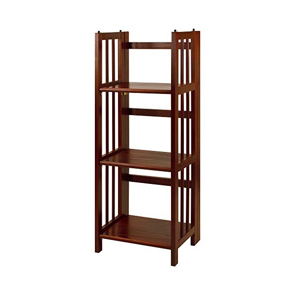 Casual Home 3-Shelf Folding Bookcase (14" Wide)-Walnut