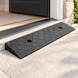 Plastic Kerb & Threshold Ramp – 1.18-Inch Rise, Textured Surface, Black, 1 Piece
