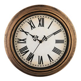 Plumeet Extra Large Retro Wall Clock, 16'' Non Ticking Classic Silent Vintage Wall Clocks Decorative Kitchen Living Room Bedroom, Roman Numerals, Battery Operated
