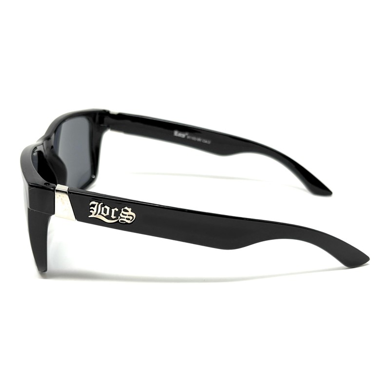 LOCS Hardcore Shades Square Sunglasses with Black Frame, Grey Lenses,