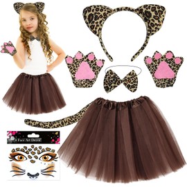 LETTERASHQP Pack of 6 Leopard Costume Children's Carnival Costume Women's Cheetah Costume Children's Leopard Costume Children Girls Leopard Ears Headband Fancy Dress Costume Women