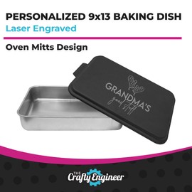 The Crafty Engineer Personalized Baking Dish Laser Engraved- 9x13 Durable Personalized Bakeware - Unique " Oven Mitts" Design, Ideal Gift for Cooking Enthusiasts- (Teal)