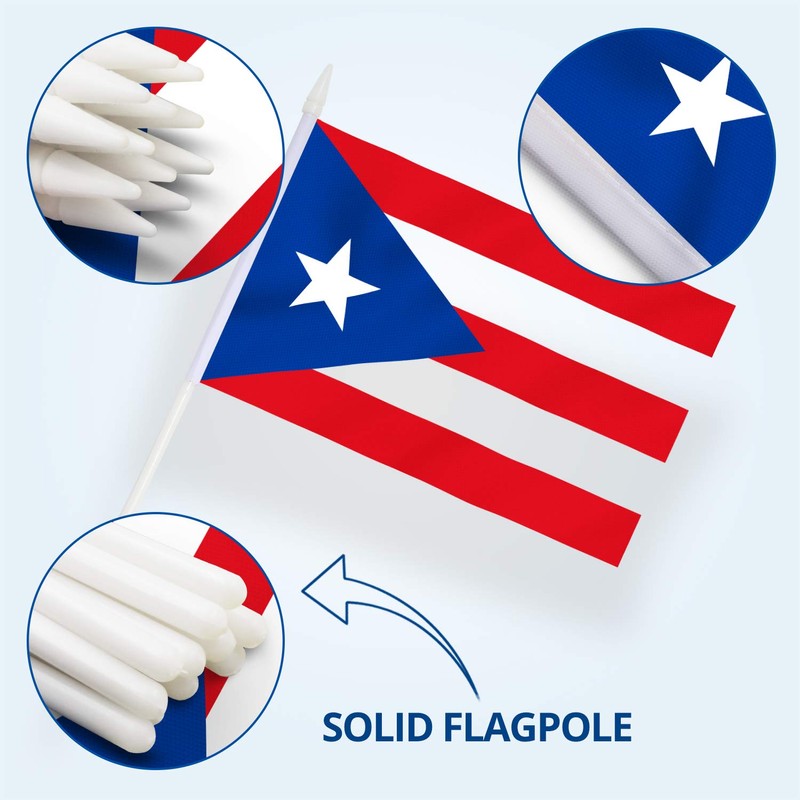 Anley Puerto Rico Mini Flag 12 Pack - Hand Held