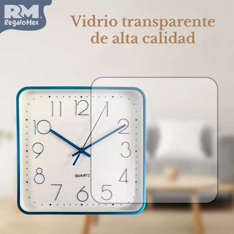 Rm Regalomex Reloj Cuadrado De Pared Plástico Innovador 30 Centímetros