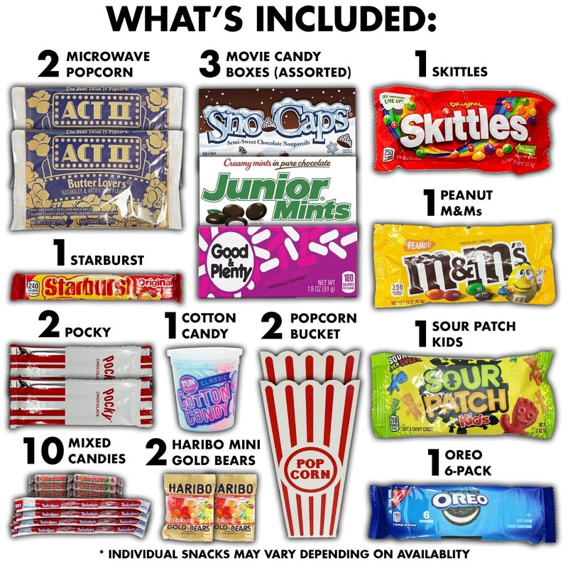 Fun Flavors Box Favorite Movie Night Snacks Candy Gift Box