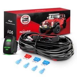 Nilight Kit de arnés de cableado de barra de luz LED de 16 AWG, 2 cables de 12 V de encendido/apagado, interruptor basculante de 5 pines, fusible de hoja para Jeep Boat Camiones