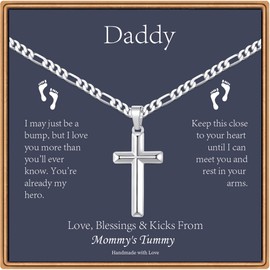 New Dad Gifts for Men, 316L Stainless Steel Black Cross Necklace for Men Daddy Jewelry New Dad Gifts 1st Fathers Day Dad Gifts for New Dad Happy Fathers Day Birthday Gifts Necklaces New Dad Gifts