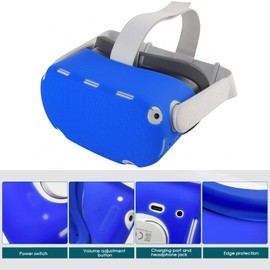JYMEGOVR for Oculus Quest 2 Silicone Cover, Protective Cover Accessories for Meta VR, Multi Colors Soft Shell Skin, Controller Grips & Face Cover Set (Blue)