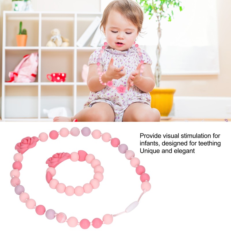 Teething Necklace Bracelet Silicone Flower Shape Design Elegant Exquisite Infant