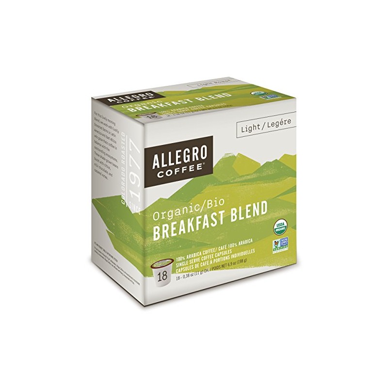 Allegro Coffee, Coffee Breakfast Blend Pods Organic 18 Count, 6.9