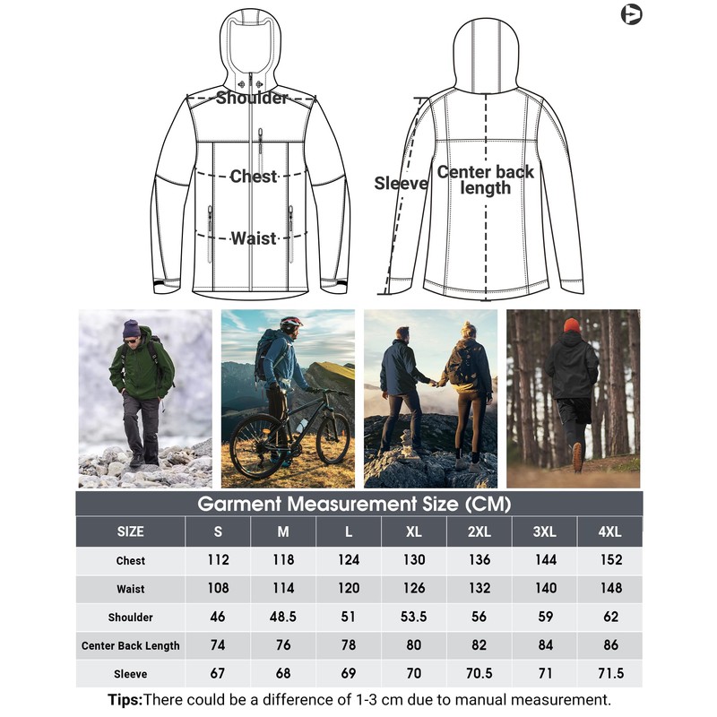 Outdoor Ventures Rain Jacket Men's Waterproof Breathable Packable Bicycle Jacket