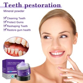 50 g Purple Tooth Restoration Mineral Powder, Teeth White Powder, Natural Tooth Repair Mineral Powder Cleans Thoroughly Effectively Strengthens Teeth and Gums and Freshens Breath