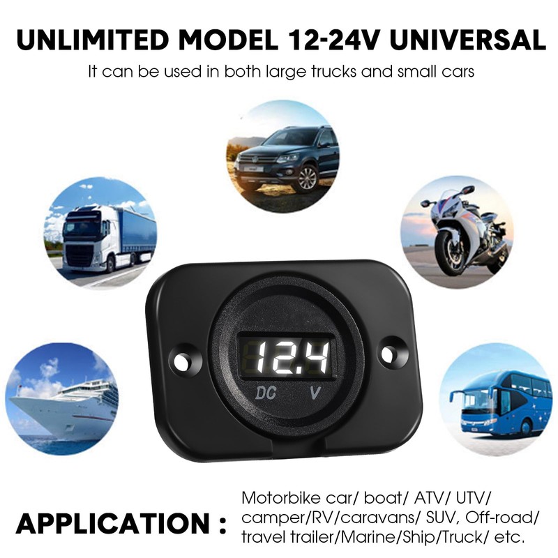 BBTO 2 Pcs DC 12V 24V Waterproof Car Voltmeter with