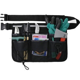 Gardening Tool Waist Bag Garden Tool Belt Kit Adjustable Waist Heavy Duty 600D Oxford Cloth Tool Apron with 7 Pockets of Different Sizes and Depth Tote Bag Home Organizer Holder Lawn Yard Storage Bag