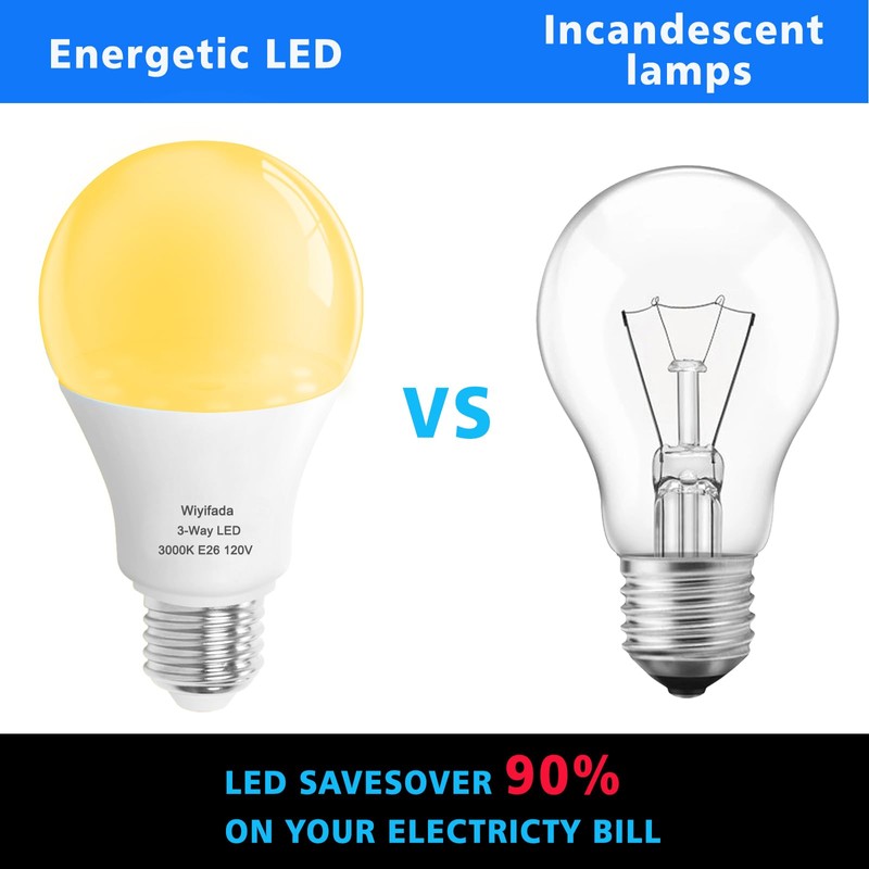 3 Way LED Light Bulbs 4 Pack, 3 Way Light
