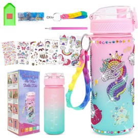 Kit de Manualidades DIY de Unicorn para Niña, Kit de Botellas de Agua con Calcomanías de Diamantes para Niños, con Cadena de Llaves, Regalos de Manualidades para Niñas de 6 a 13 años, Ideales para Cumpleaños y Navidad