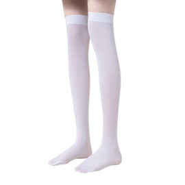 Andiker 2 Pairs Over Knee High Socks for Women, Long Casual Microfiber Socks Breathable Plain Knee Tight Boots Stocking for Daily Wear (white)