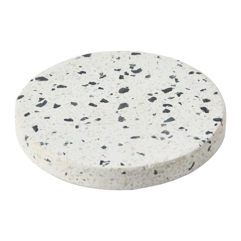 Main + Mesa Round Terrazzo Coasters, White, Set of 4