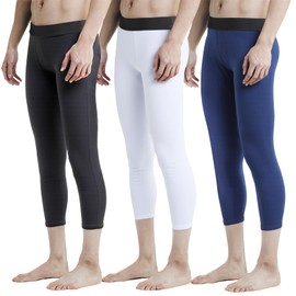 Blcculi 3 Pack Boys Compression Leggings,3/4 Youth Sports Leggings,Quick Dry Base Layer Athletic Tights for Running,Football (X-Large)