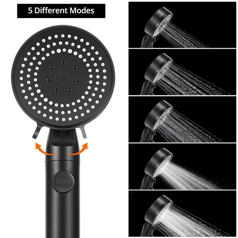 QWORK 5 Modes Shower Head Water Saving Shower Head with