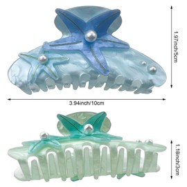 2PCS Starfish Claw Clip for Women, Acetate Hair Clip No-Slip Claw Clips for Thick Hair Beach Stylish Hair Accessories Gifts for Girls