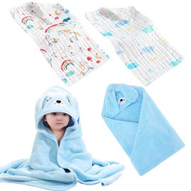 GXGM Baby Towel Hood, Baby Towel Newborn, Newborn Bathrobe, Newborn Towel with 2 Pieces Towel
