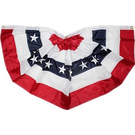 "Flags & Signs" 3x6 ft Embroidered Fan USA American Nylon 2ply Flag Bunting Premium a-1-5007
