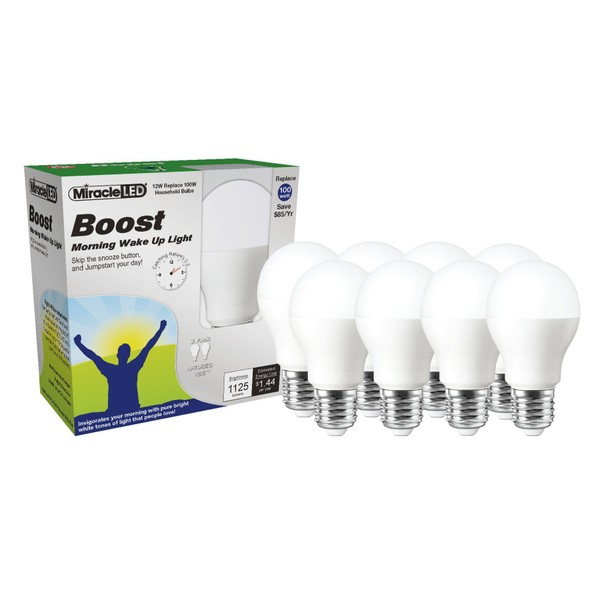 Miracle LED Nature’s Vibe Boost Morning Wake Up LED Light Bulb (604221), Set of 8 Bulbs Bright White