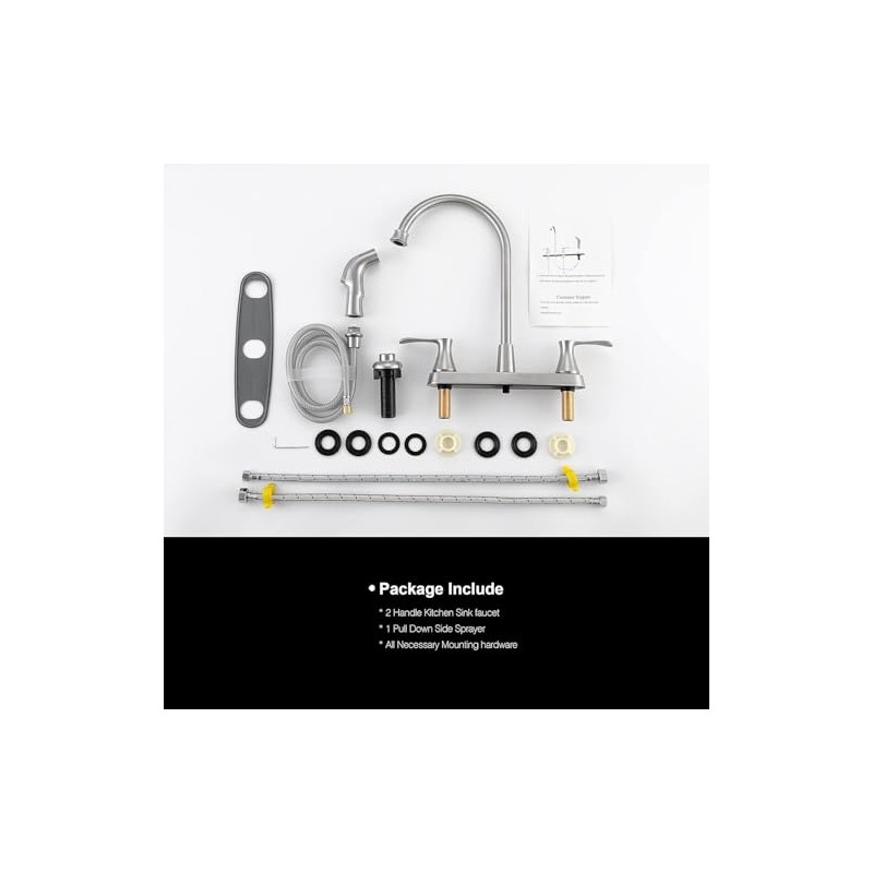 Kitchen Faucet with Side Sprayer, Brushed Nickel 2-Handle Faucet for