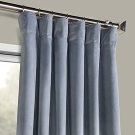 HPD Half Price Drapes VPYC-179920-84 Heritage Plush Velvet Curtain (1 Panel), 50 X 84, Denmark Blue