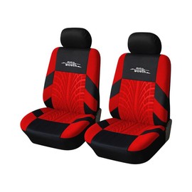 Car Seat Cover for 2/5 Seats Universal, Fabric Car Front & Rear Seat Protector, with Tire Track Details, Suitable for Most Auto Truck Van SUV, Airbag Compatible, Car Interior Accessories:_RED - Front