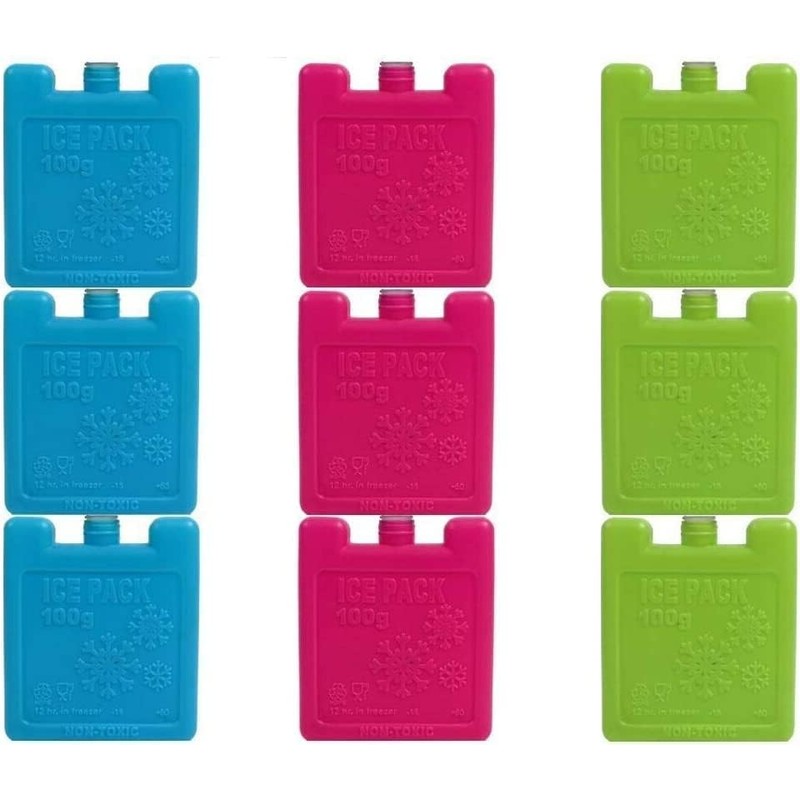 Set of 3 mini ice brick pack block blocks freezer