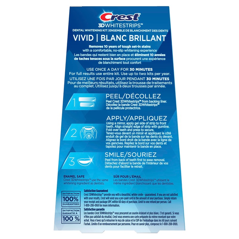 Crest 3DWhitestrips Classic Vivid At-home Teeth Whitening Kit, 10 Treatments,
