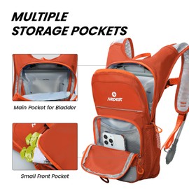 Nepest Kids Hydration Backpack, Mini Water Backpack with 1.5L Water Bladder for Hiking Cycling Running, Orange
