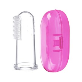 AKOAK 1 Pack Useful Baby Finger Toothbrush Soft Silicone Training Toothbrush with Storage Box, Baby Teeth Cleaning Massage Oral Care (Pink)